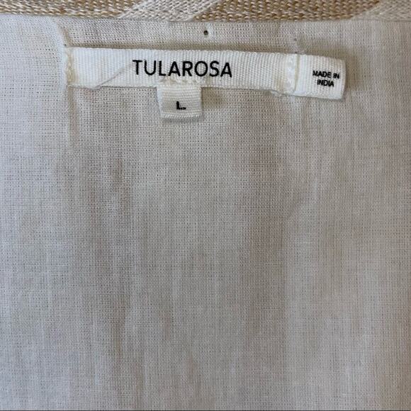 Revolve Tularosa Winnie Blouse Natural Stripe Shirt Linen Crop Top Large - Picture 6 of 7